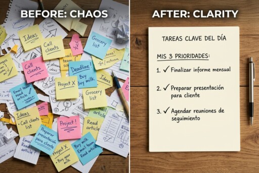 Notas dispersas transformadas en una lista breve de prioridades.