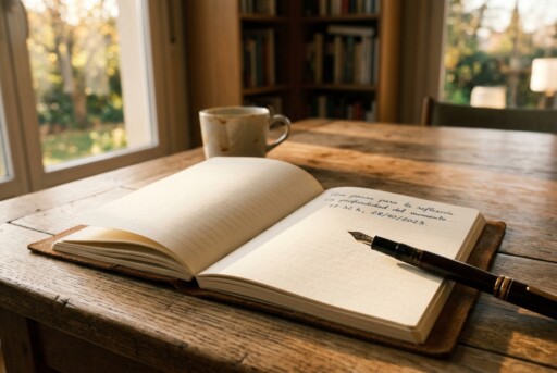 Libreta abierta para escribir y ordenar pensamientos con calma.
